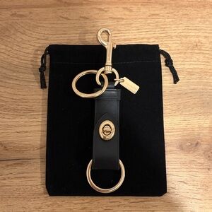 Coach Black & Yellow Gold Keychain Bag Charm